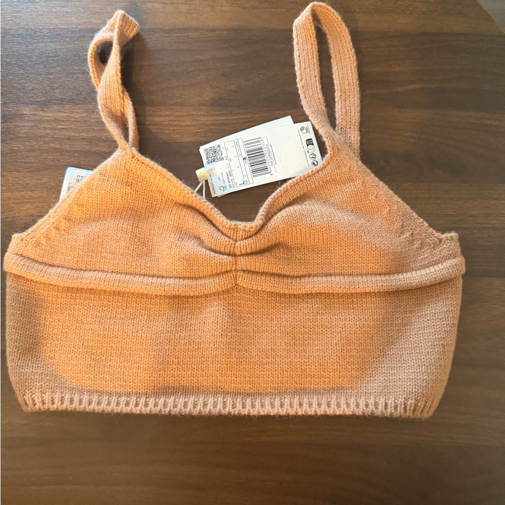 Mango Tan Knit Crop Top